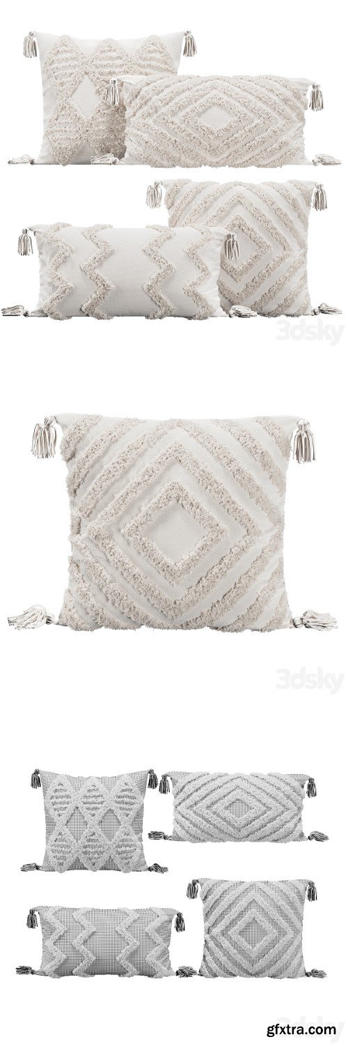Pillows with fur geometric patterns