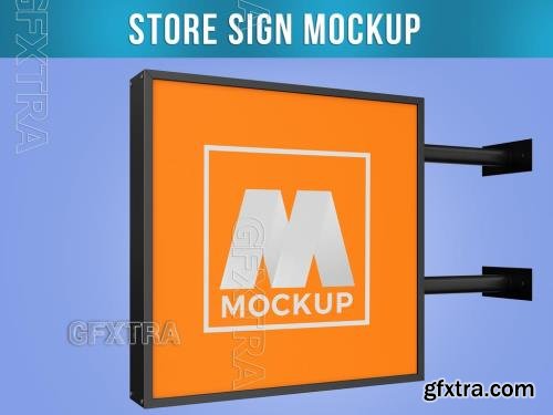 Store Signboard Mockup Half Side View 544623102