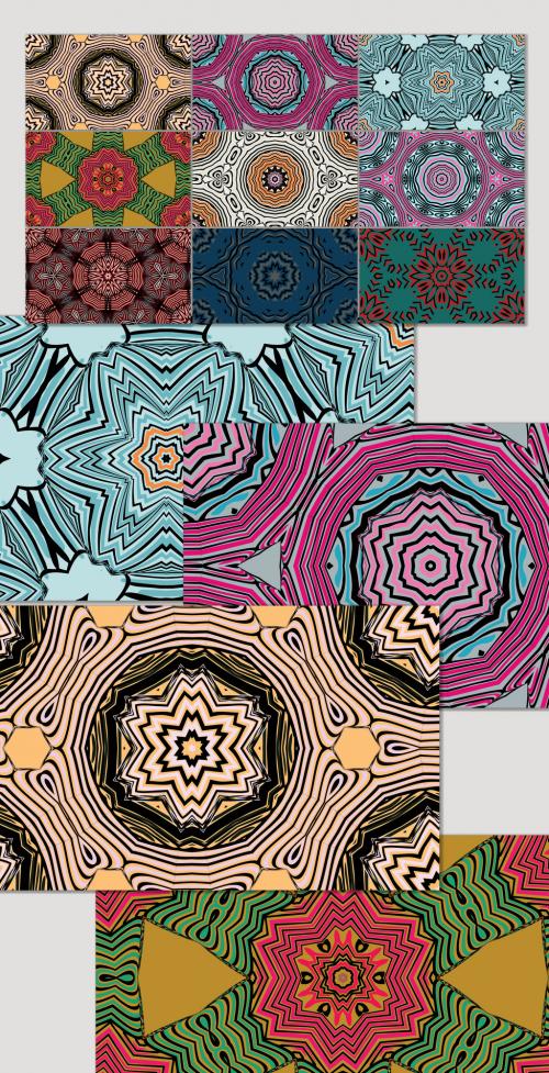 Seamless Pattern Collection with Mandala Ethic Motif 593806010