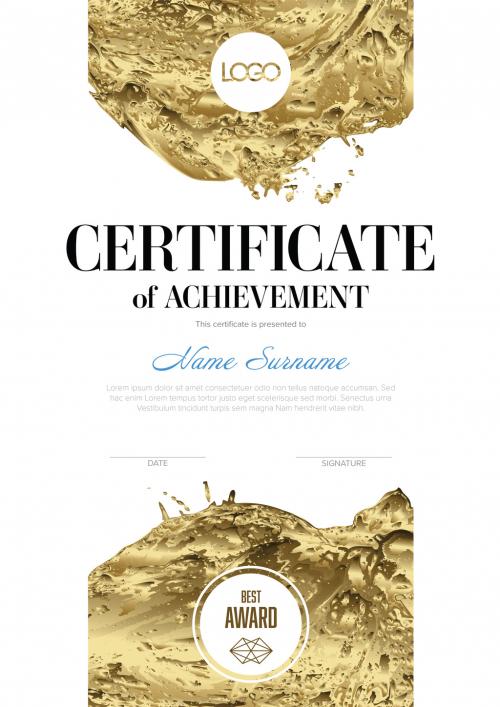 Modern certificate template with golden elements 575936157