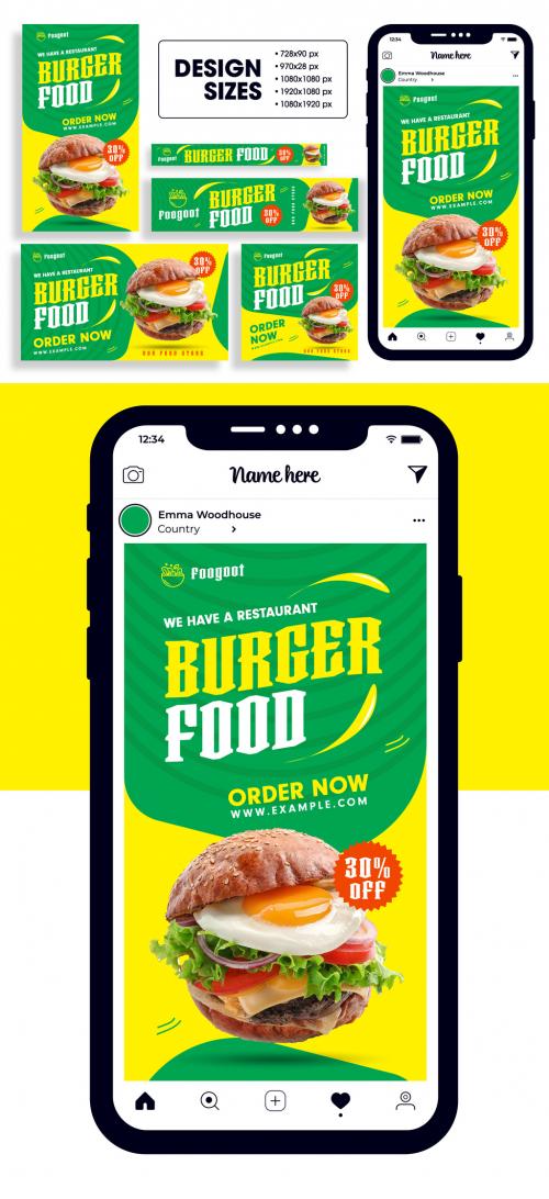 Burger Food Web Banner Ad Design Template 570490924