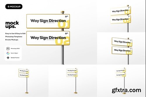 Way Sign Direction Mockup