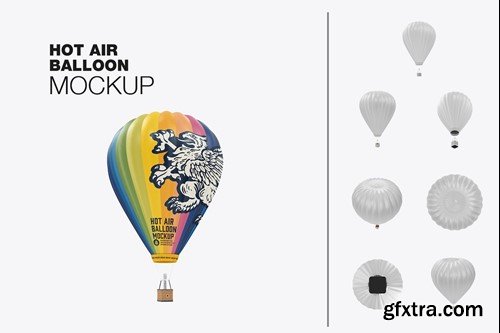 Set Hot Air Balloon Mockup