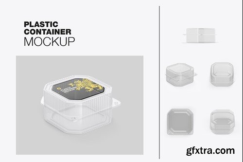 Set Plastic Container with sticker Label Mockup
