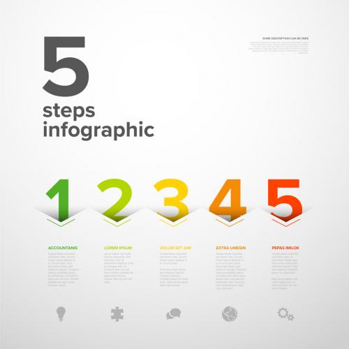 Five color horizontal steps progress page template 588325873
