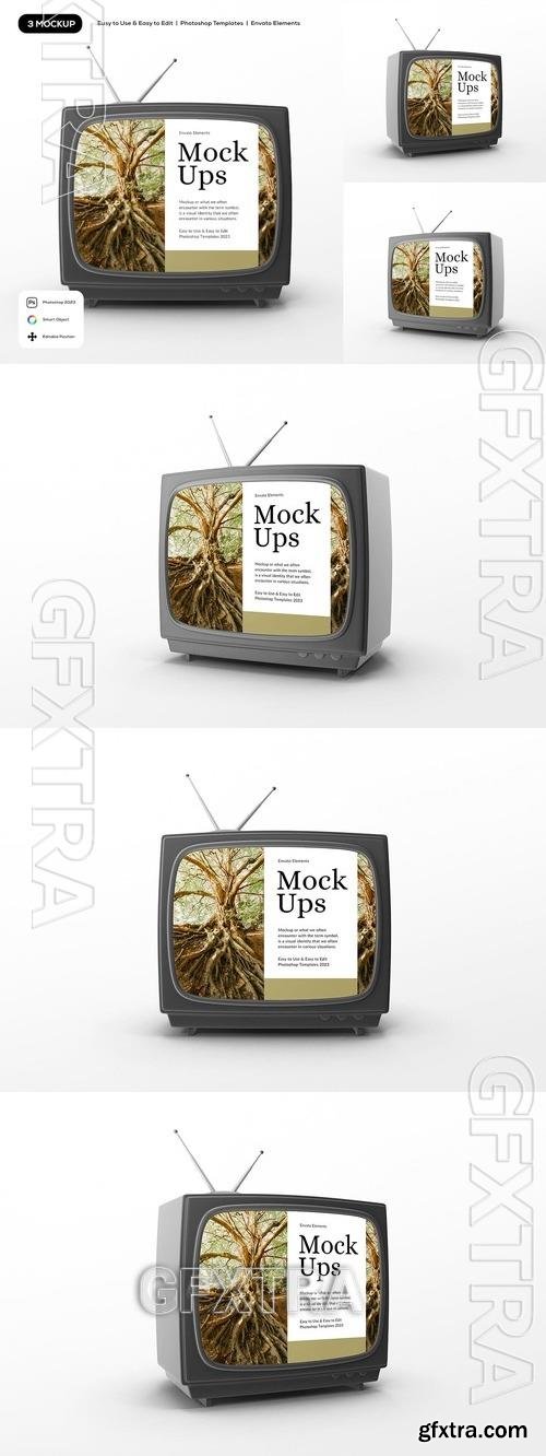 Black Retro Television Mockup 5XVRADQ