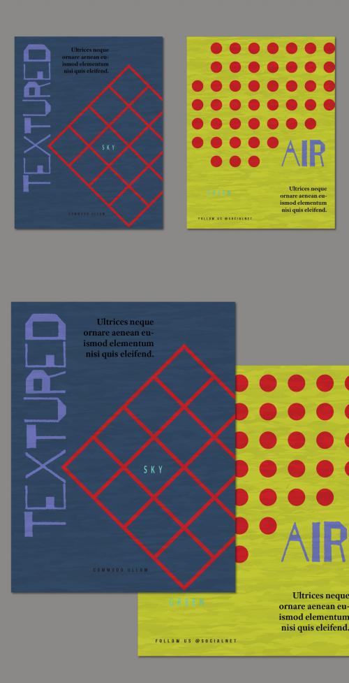 US Letter Flyer Simple Geometric Shapes Retro Colored Textured 595613266