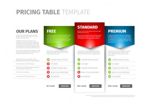 Three Tier Pricing Table Layout 169130341