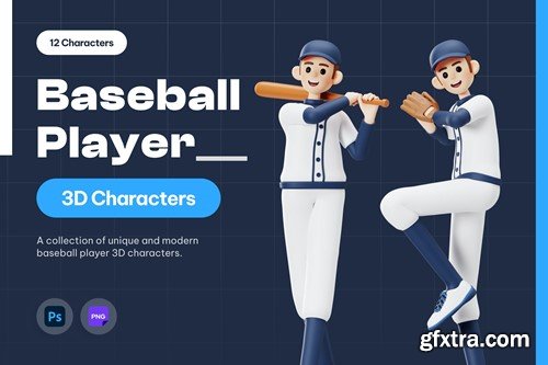 Baseball Player 3D Illustration FLGTY8J