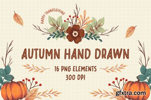 Happy Thanksgiving Autumn Hand Drawn NPA3XFF
