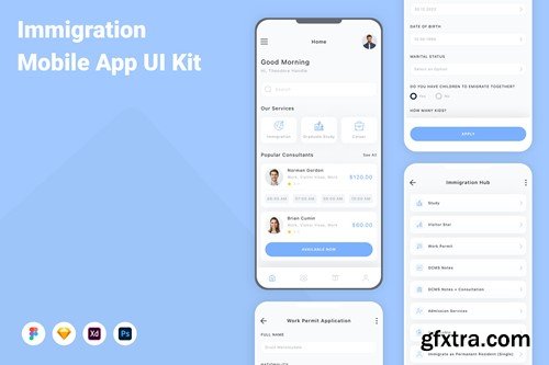 Immigration Mobile App UI Kit JYG6R6T