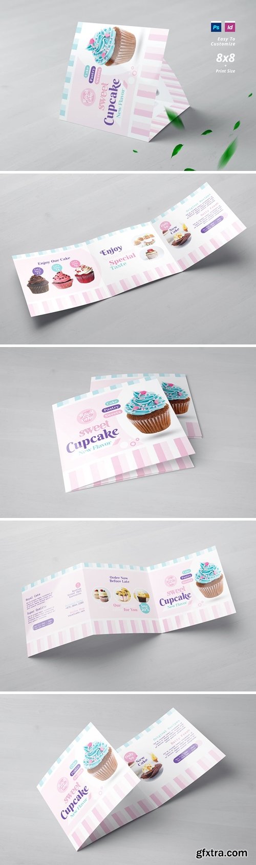 Cupcake Shop Square Trifold Brochure 97UEZGD
