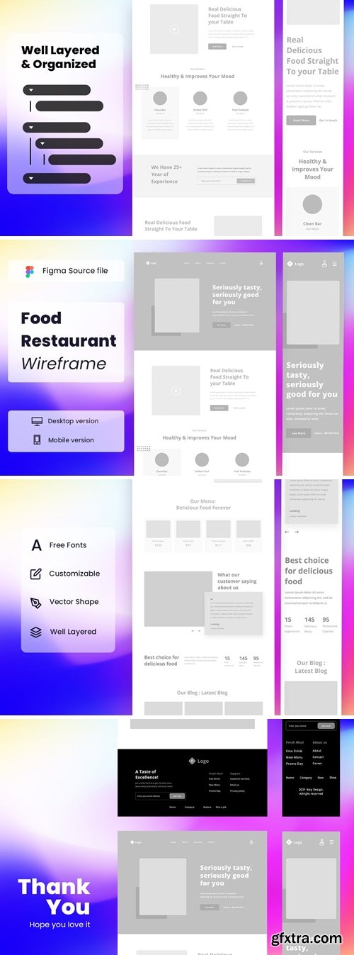 Food Restaurant Wireframe Website H78RC5Q