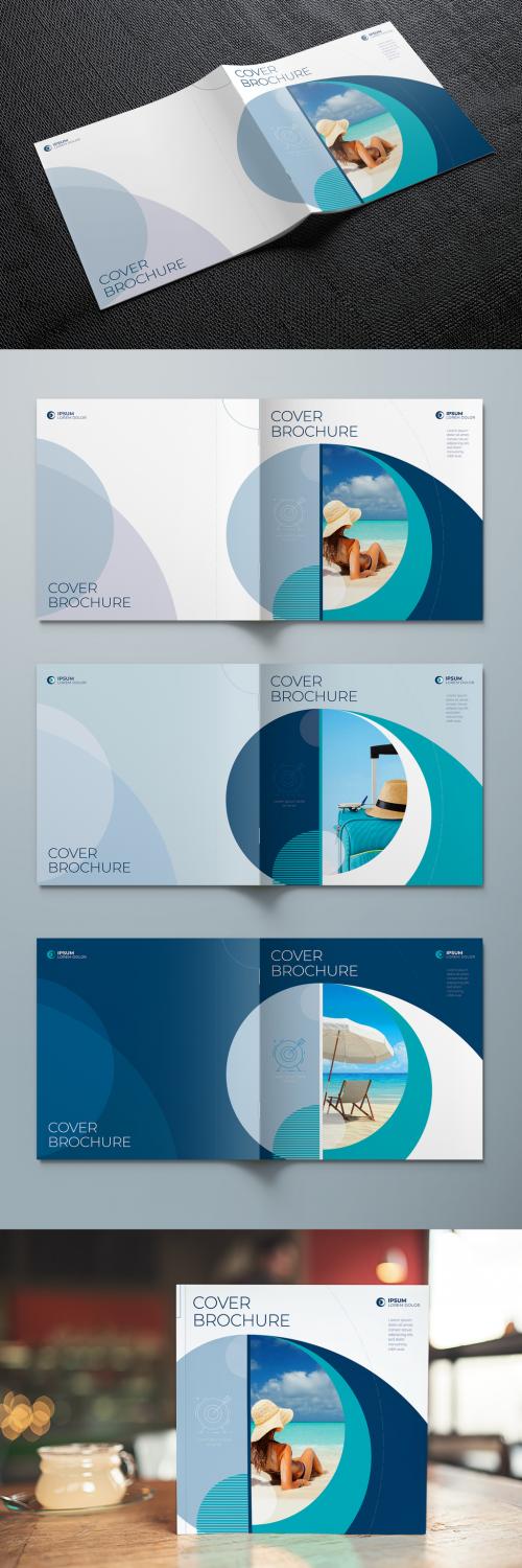 Square Report Cover Layout Set with Blue Dynamic Elements 400275109