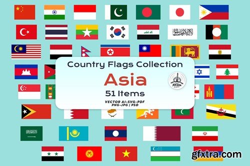 Country Flags Collection. Asia Flag Icons RMB77TZ