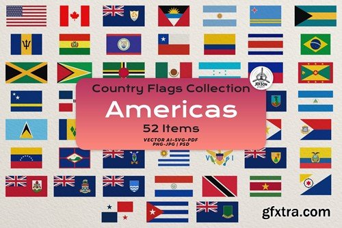 Flags Icon Set. Americas Original Flag Collection P4BQ329