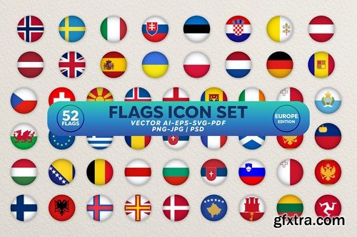 Flags Icon Set. Europe Circled Flags Collection 37AQM9R