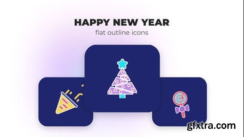 Videohive Happy New Year - Flat Outline Icons 45844729