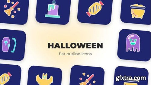 Videohive Halloween - Flat Outline Icons 45844722