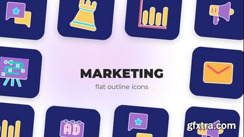 Videohive Marketing - Flat Outline Icons 45844914