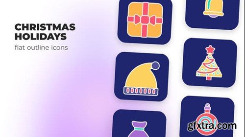 Videohive Christmas Holidays - Flat Outline Icons 45844217