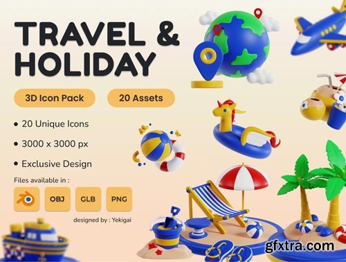 Travel and Holiday 3D Icon Pack Ui8.net