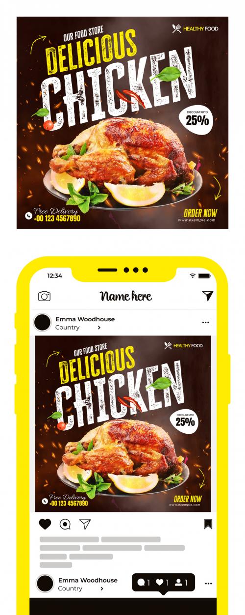 Chicken Food Social Media Post Design Template 570490993