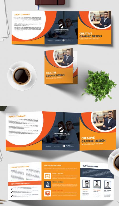 Business Trifold Square Trifold Design Template 566557034