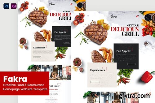 Fakra - Creative Food & Restaurant Website Design D528HKA