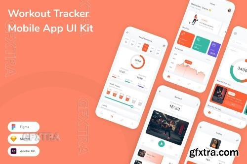 Workout Tracker Mobile App UI Kit ZKW35ED