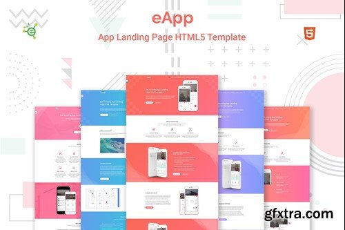 eApp - 5 in 1 App Landing Page HTML5 Template 6NUPMGC