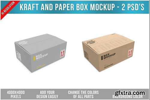 Kraft and Paper Box Mockup M6JD6E5