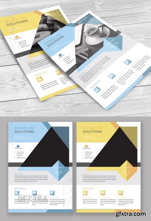 Business Flyer Layout with Geometric Shapes 218806906