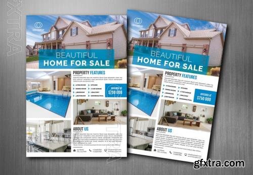 Real Estate Flyer with Blue Accents 217325594