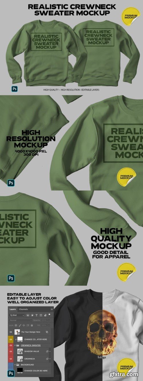 Realistic Crewneck Sweater Mockup