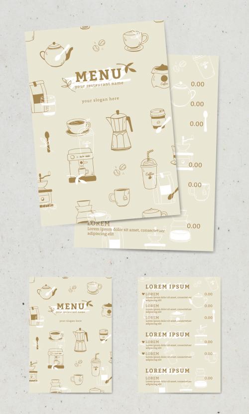 Coffee Shop Menu Layout with Illustrative Elements 262351594