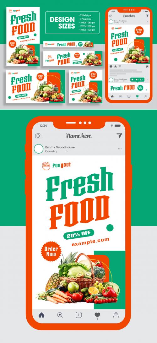 Fresh Food Web Banner Ads Set 553708766