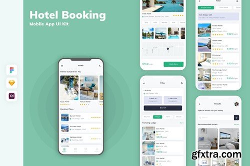 Hotel Booking Mobile App UI Kit TWR69CM