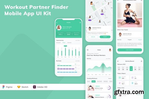 Workout Partner Finder Mobile App UI Kit AWJEVVK