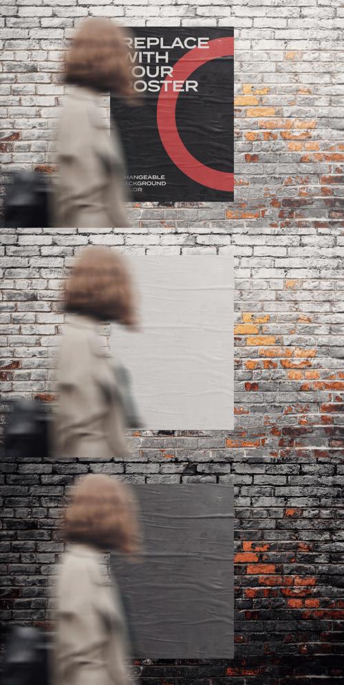 Poster Wall Mockup Template Street Outdoor Glued Advertisement 588740933