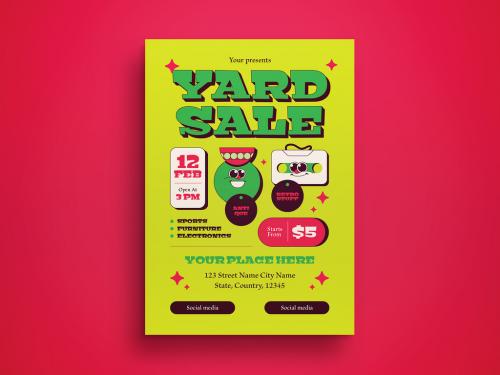 Green 70s Yard sale Flyer Layout 566153344