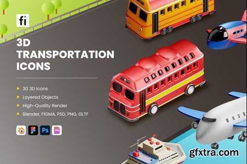 3D Transportation Icons EFK8VQT