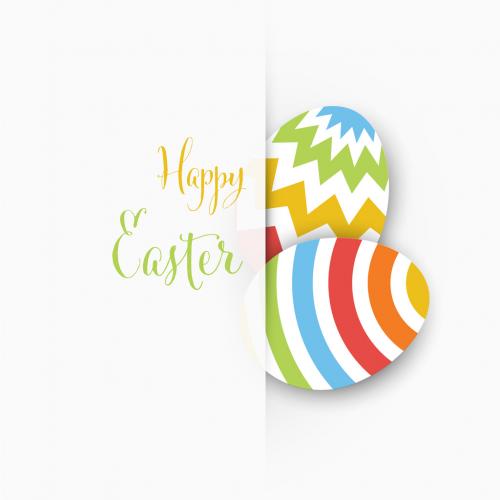Simple Easter Card Template with Paper Decorated Easter Eggs 484043459