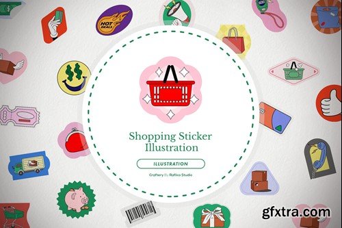 Shopping Sticker Illustration Pack KCFDZQG