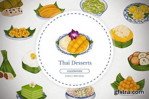 Thai Dessert Hand-drawn Illustration FJH8Q8L