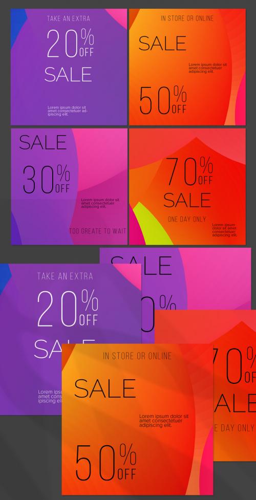 Social Media Post Layout with Fluid Bright Gradient Shapes 593805991