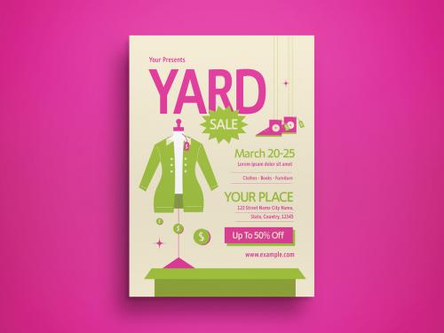 Green Flat Design Yard Sale Flyer Layout 566153374