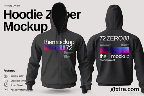 Hoodie Zipper Mockup 7M88PHY