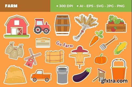 Farm and Ranch Cute Sticker Set ZFRE4GB