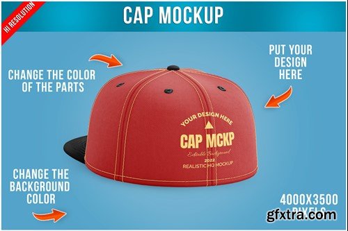 Snapback Cap Mockup Template X8AGX6F
